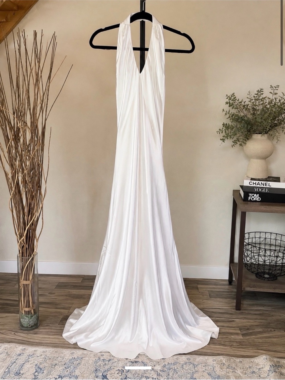 NWT Show Me Your Mumu White Satin Halter Neck Maxi Dress size small